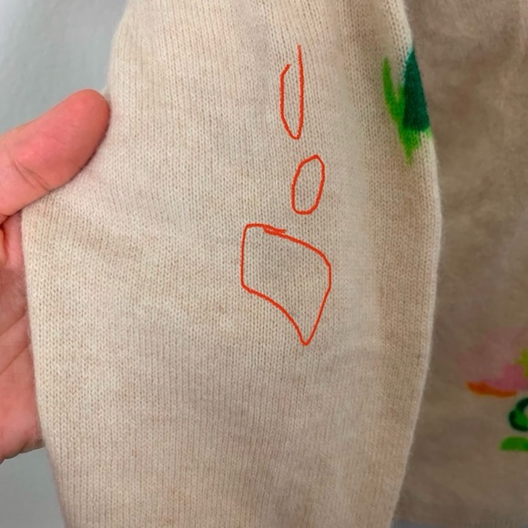 Frances Valentine Floral Intarsia Angora Lambswool Sweater Women’s S Pink Art - Picture 4 of 17